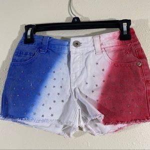 Justice Cut Off Distressed Shorts Girls 10R red white & blue cut off sho…